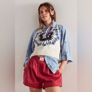 Free People We The Free Crimson Striped Boxer-style Shorts